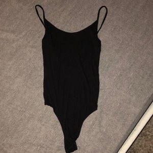 Black ribbed body suit